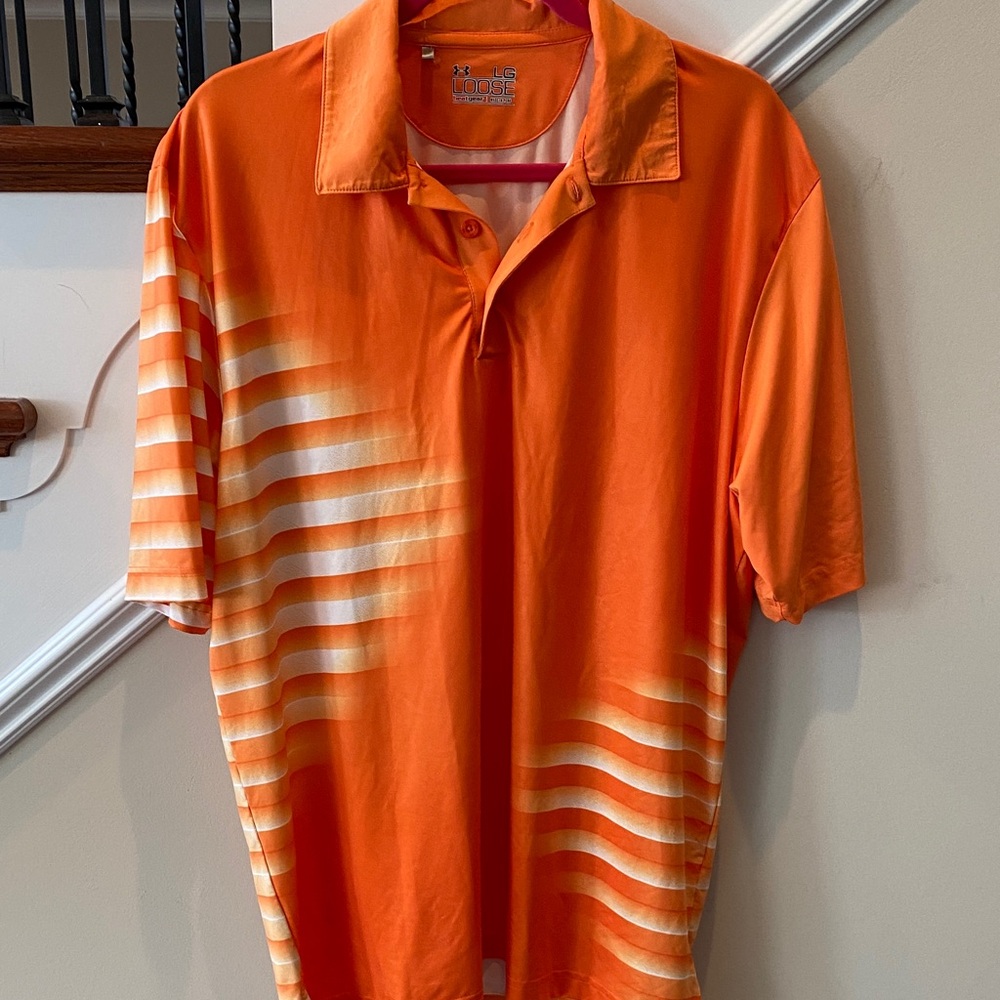Under Armour Orange and White Gradient Polo Shirt